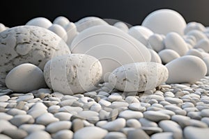 Background, white stones on a black background. AI generative