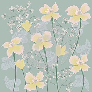 Background wild flowers of pale yellow narcissus art creative vector