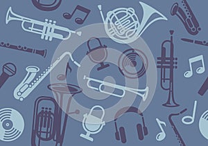 Background with wind musical instruments