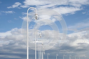 Background witch blue sky and lamps