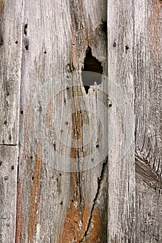 Background of Wood Board and Batten Barn Siding with a Crack and