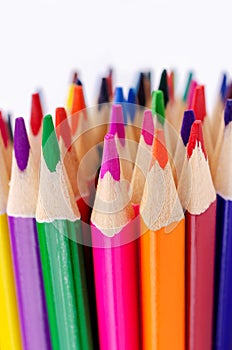 Background wooden colored pencils photo