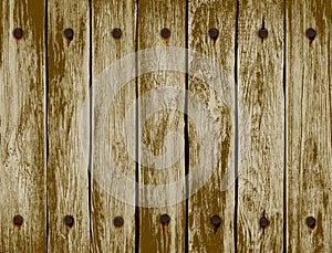Background wooden fence with old nails. vector illustration