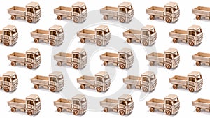 Background with wooden toy cars for advertising and design.
