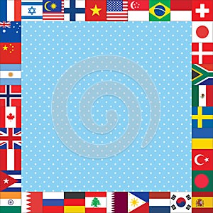 Background with world flags frame