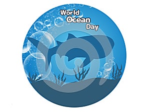 Background of world ocean day illustration. Environment vector illustration. Oceans Day Poster, June 8. Important day