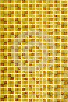 Background of yellow golden mosaic tiles for bathroom and kitchen walls decoration