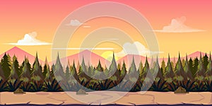 Background for your game, created in modern pinky colours. Sunset and twilight time.