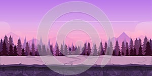 Background for your game, created in modern purple colours. Sunset and twilight time.