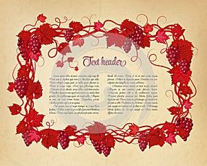 Background for your text with oldest paper and vines in vintage style.