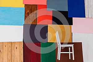 backgrounds of different colors with white chair red blue brown black