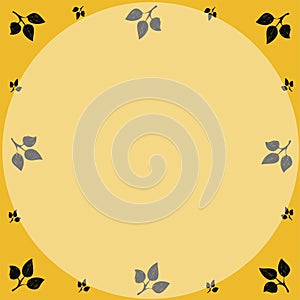 Backgrounds and frames from small painted leaves. Gold and black leaf rings. Vector isolated images.