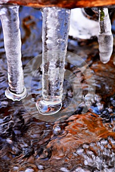 Backgrounds on Ice and porling water sunny day