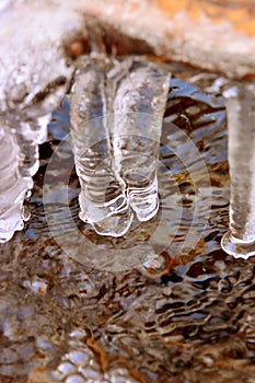 Backgrounds on Ice and porling water sunny day