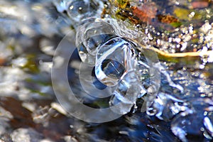 Backgrounds on Ice and porling water sunny day