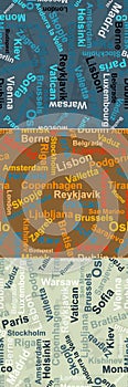 Backgrounds of the names of the capitals of Europe