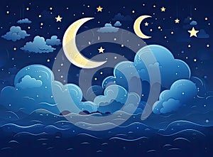 backgrounds night sky with stars and moon and clouds. Elements of this image furnished by NASA Created with Generative