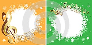 backgrounds with snowflakes and music notes for holidays. Vector banners