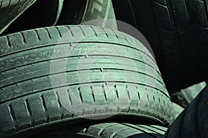 Backgrounds  use car tires on in large pile