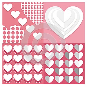 Backgrounds Vector set set Valentine heart of seamless patterns. Ge