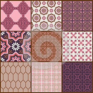 Backgrounds - Vintage Tiles and Flowers