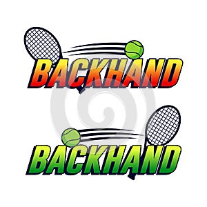 Backhand in tennis sport with racket and ball vector design