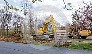 Backhoe Clearing Ground for New Construction