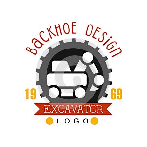 Backhoe design, estd 1989, excavator logo vector Illustration