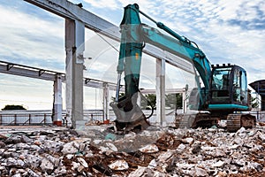 Backhoe, Excavators machine in construction site