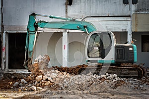 Backhoe, Excavators machine in construction site