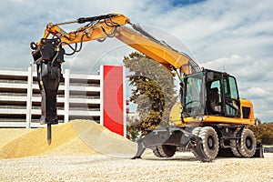 Backhoe loader or bulldozer - excavator with clipping path isolated