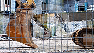 Backhoe Loader at Demolition Site