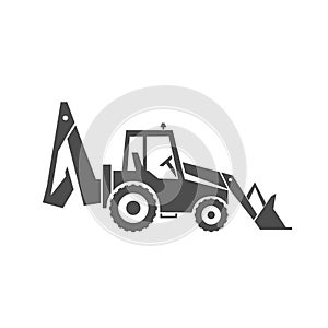 Backhoe loader icon. Heavy machinery