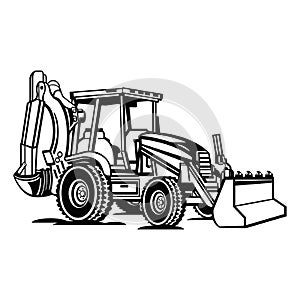 Backhoe loader - isolated on white background. vector illustration