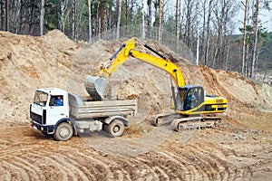 Backhoe loader loading dumper