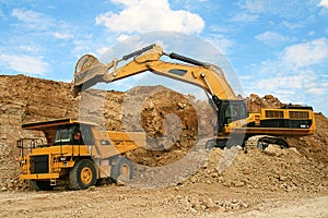 Backhoe loader loading dumper