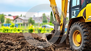 The backhoe's operator adjusts the controls, fine-tuning the machine's movements.