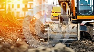 The backhoe's operator uses the machine's extendable arm to reach difficult areas.