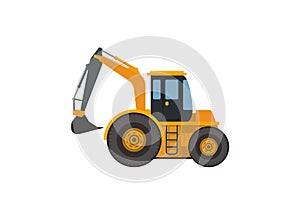 Backhoe vehicle. Simple flat illustration.