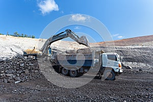 backhoe work in coalmine