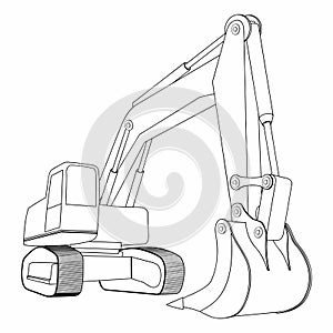 Backhoe, Yellow excavator, construction vehicles. Simple Excavator concept.