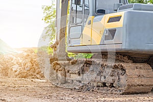 Escavatore macchina sul costruzione pagine 