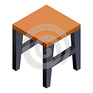 Backless stool icon, isometric style