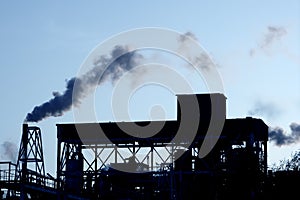 Backlight petrochemical industry smoke sky photo