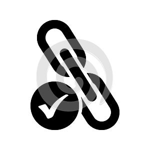 Backlink, checker icon. Black vector graphics