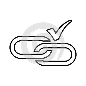 Backlink, checker outline icon. Line art vector