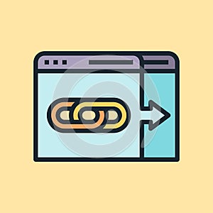 Backlink. Digital marketing concept illustration, flat design linear style banner.