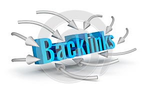Backlinks 3d word concept on white