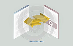 Backlinks or website inbound links. Incoming Links SEO strategy illustration concept - most important marketing elements