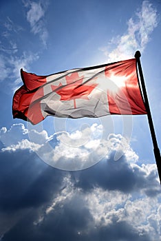 Backlit Canadian flag